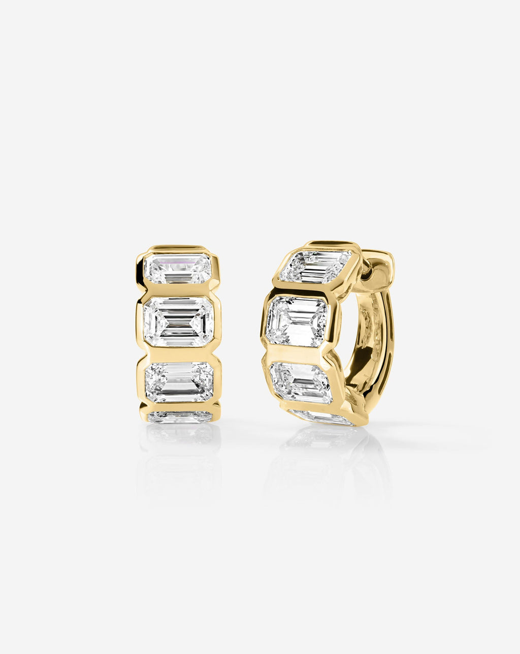 Bezel Emerald Lab Diamond Huggies