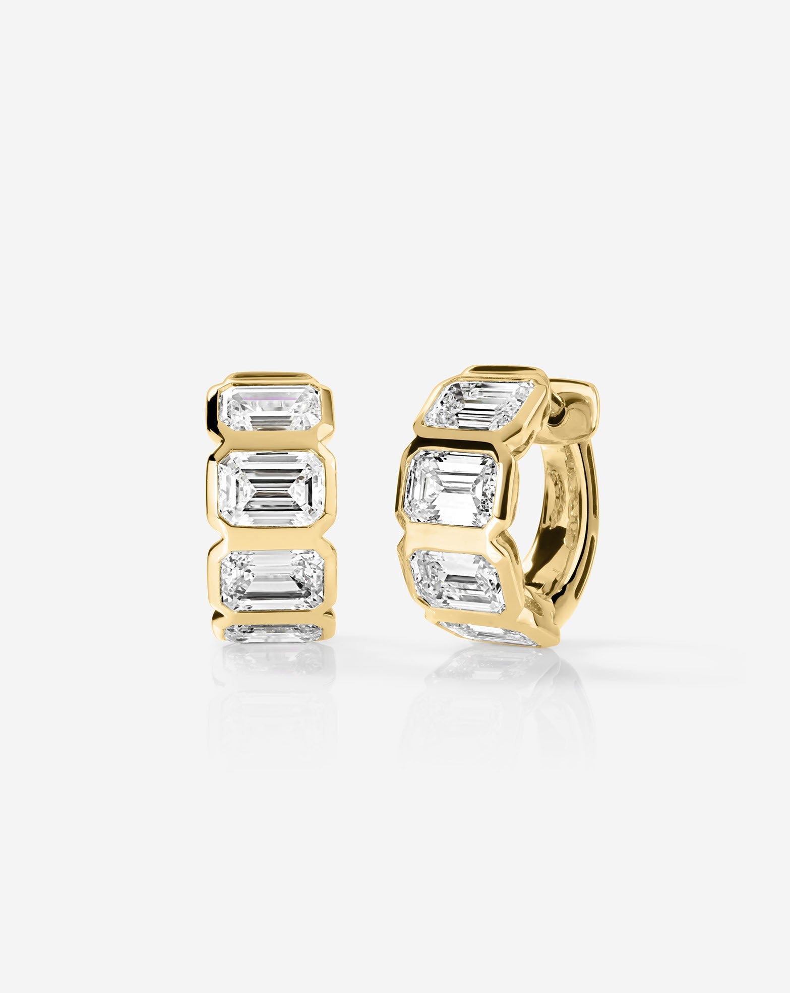 Bezel Emerald Lab Diamond Huggies