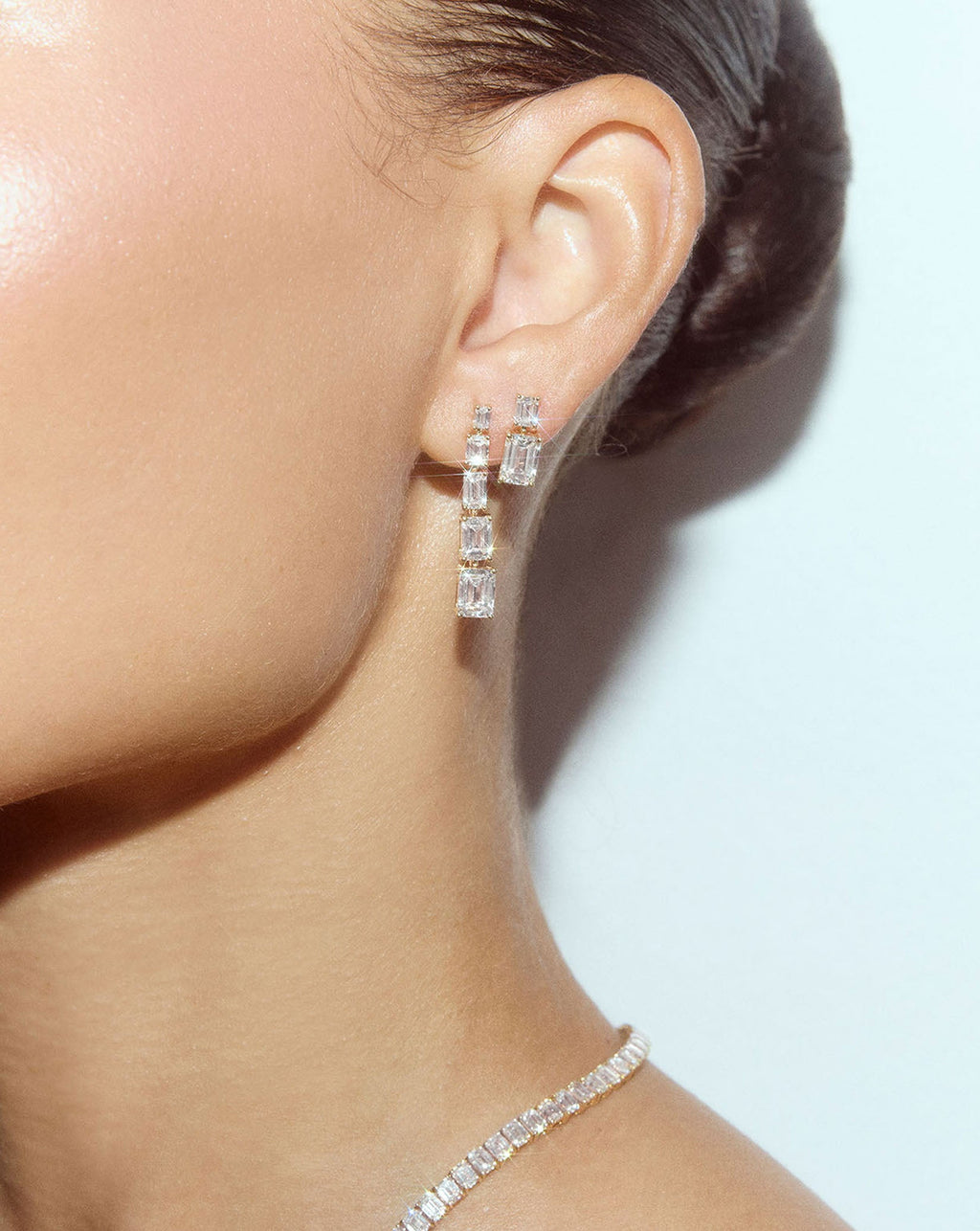 Emerald Lab Diamond Earrings