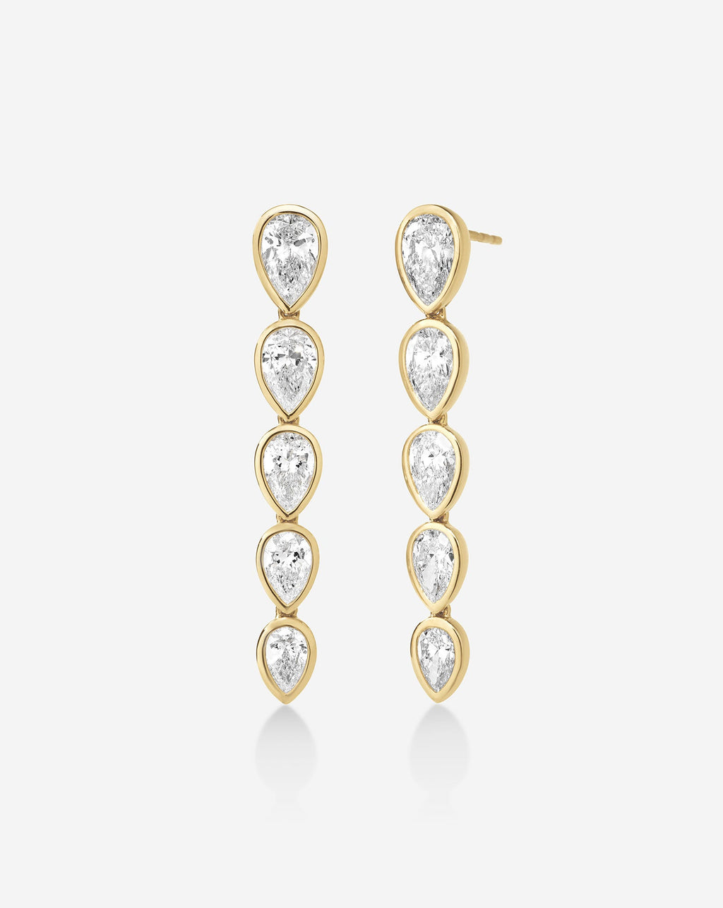 Bezel Pear Lab Diamond Drop Earrings