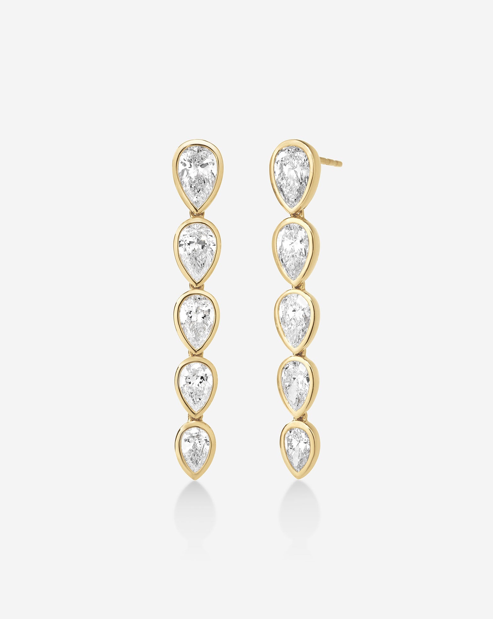 Bezel Pear Lab Diamond Drop Earrings