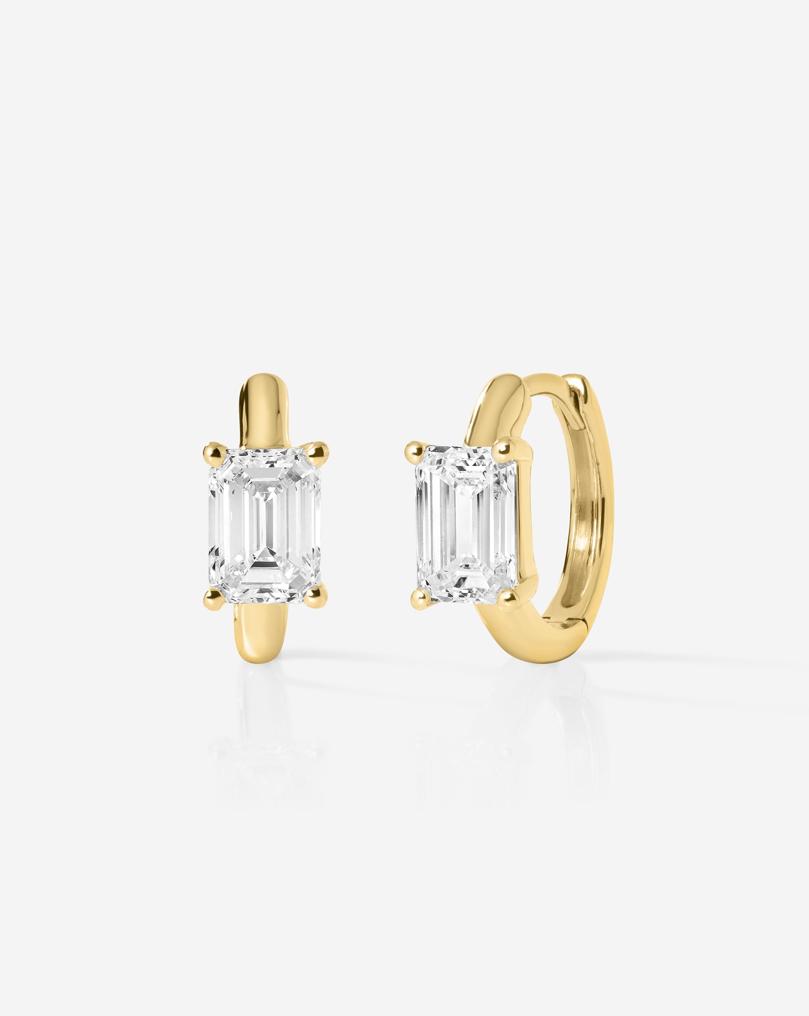 Solitaire Emerald Lab Diamond Huggies