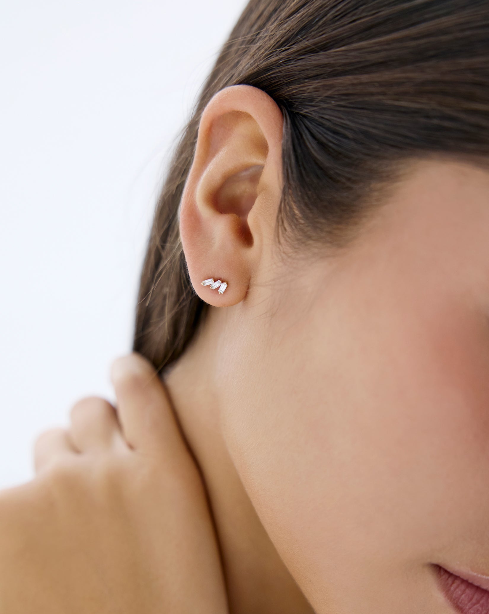 Triple Baguette Lab Diamond Studs