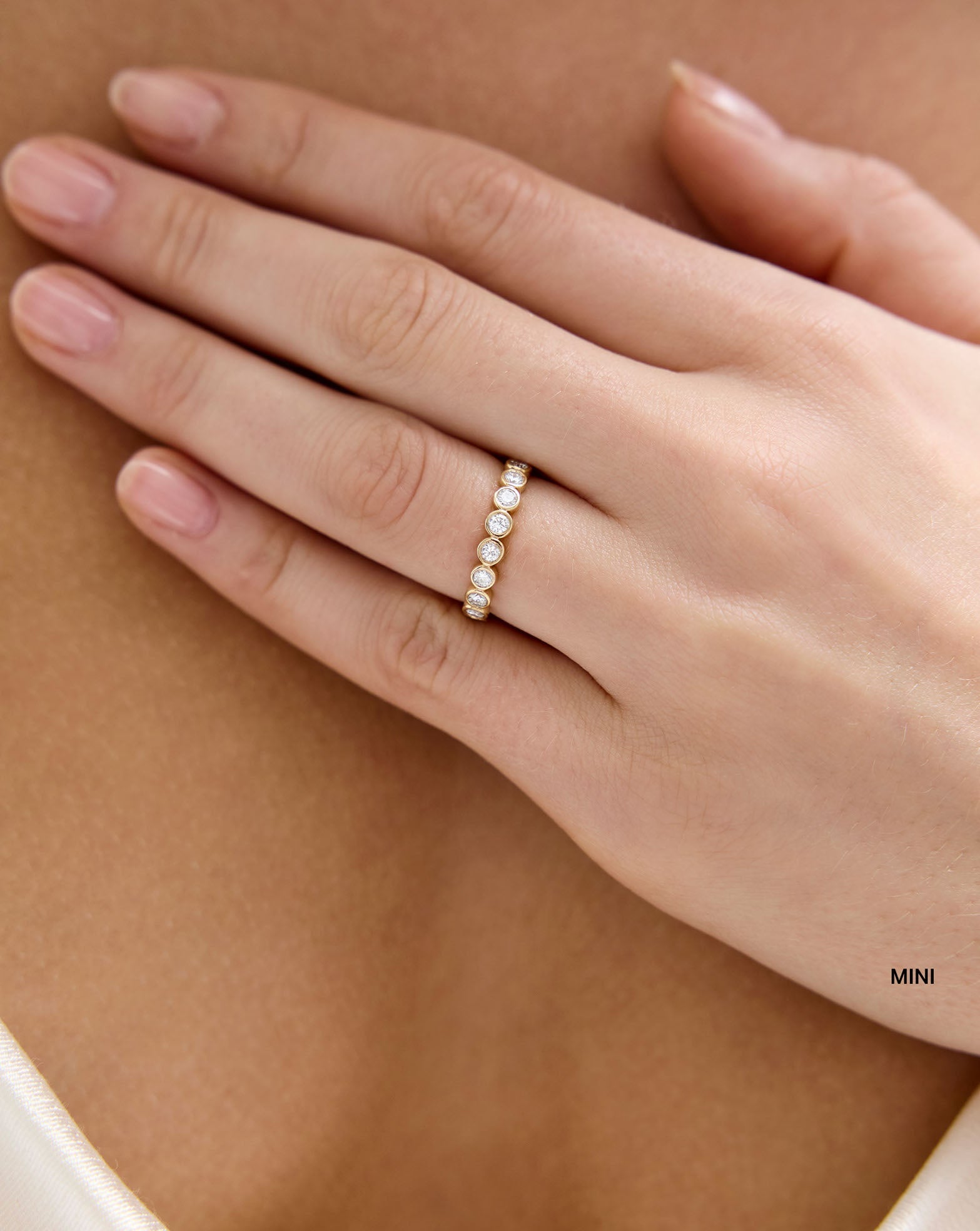 Lab Diamond Round Bezel Eternity Band