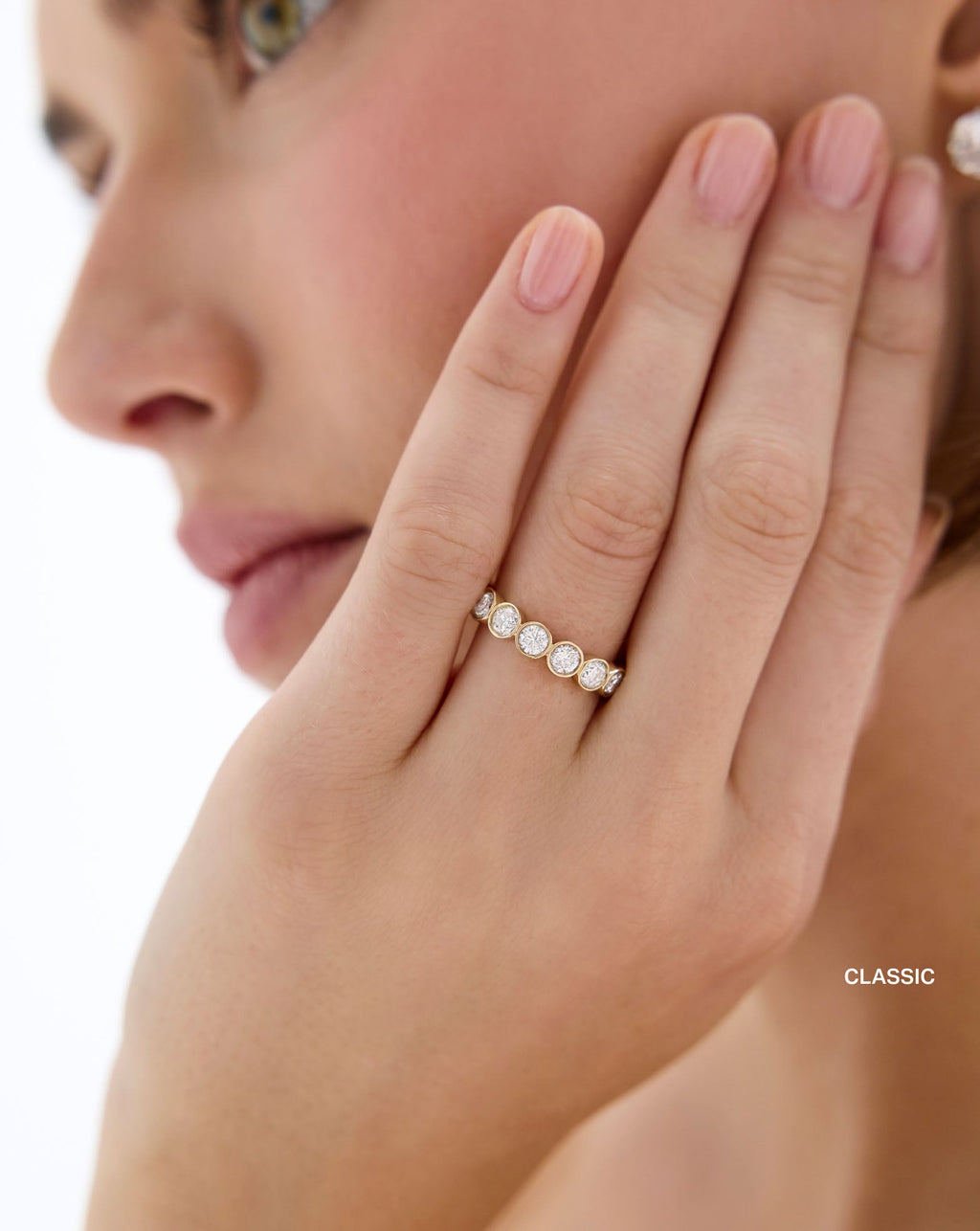 Lab Diamond Round Bezel Eternity Band