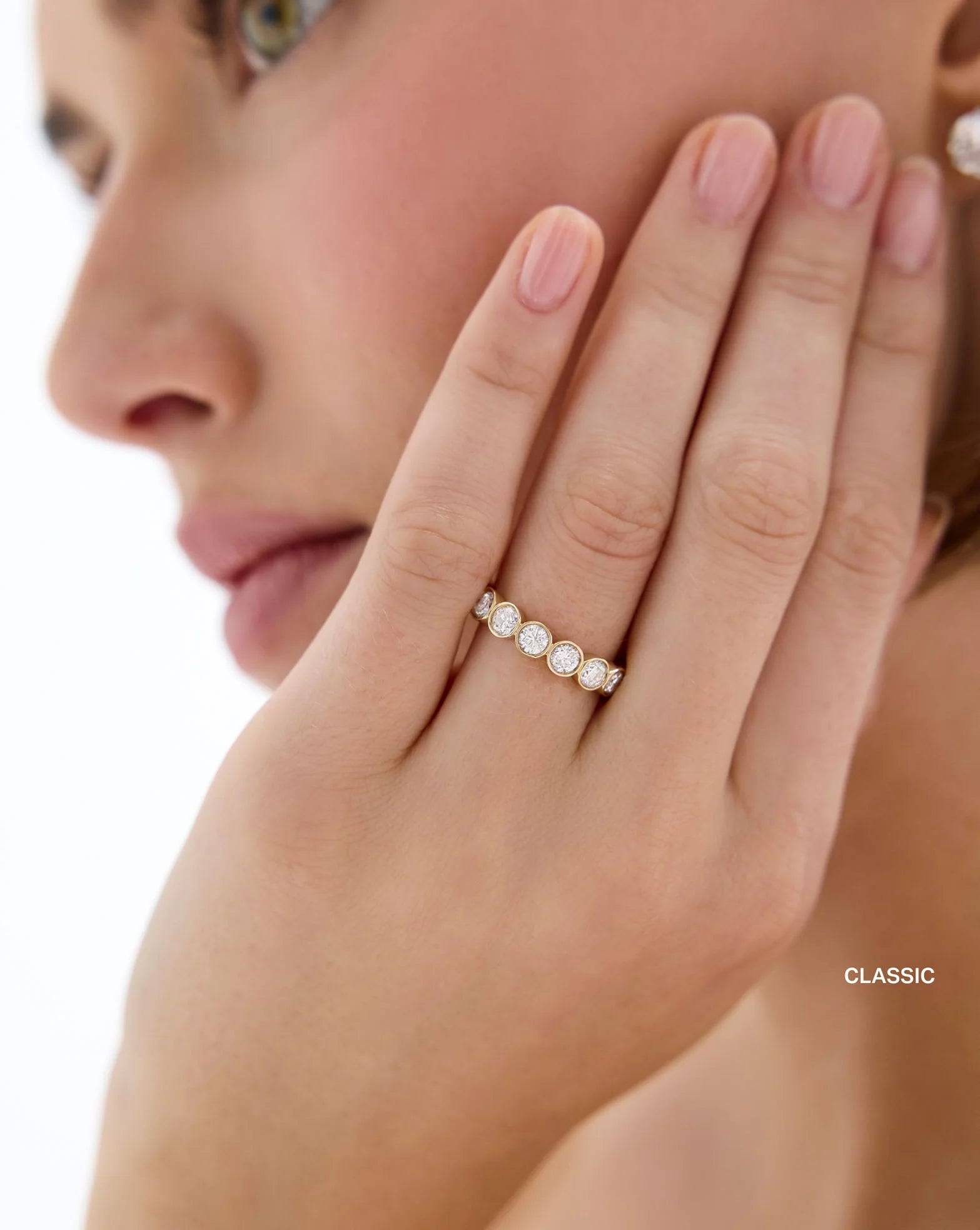 Lab Diamond Round Bezel Eternity Band