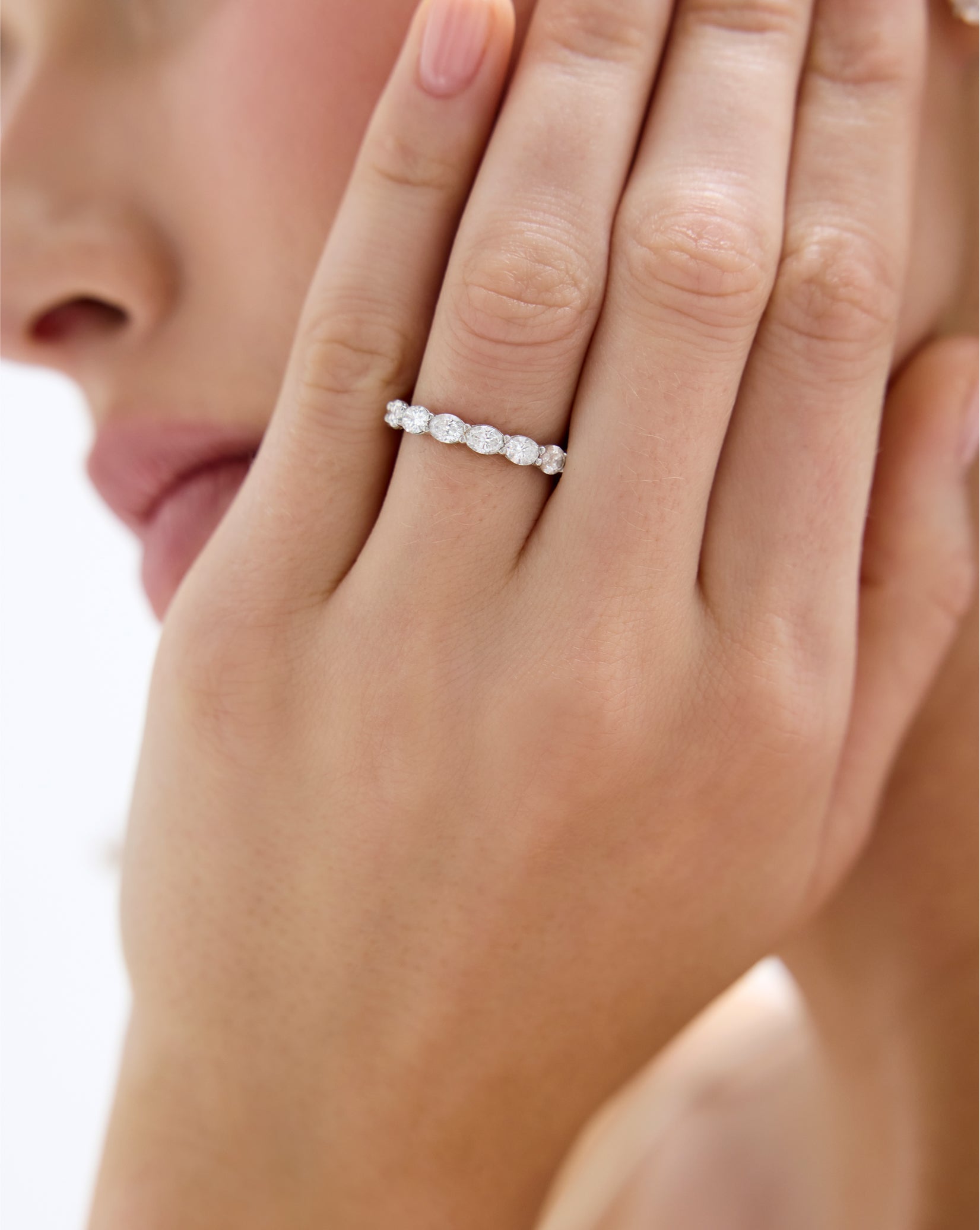 Lab Diamond Sideways Oval Eternity Band
