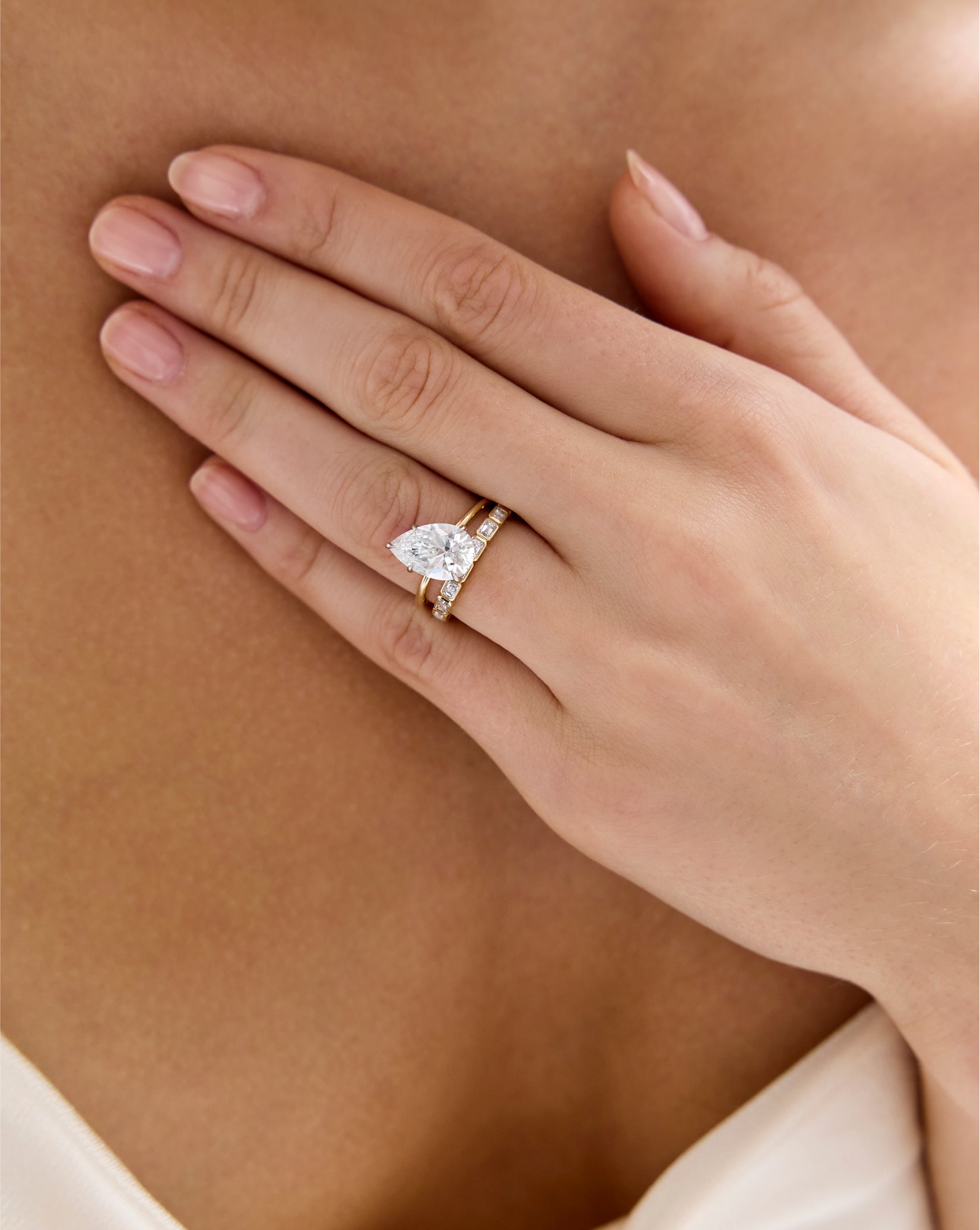 Sideways Emerald Bezel Band