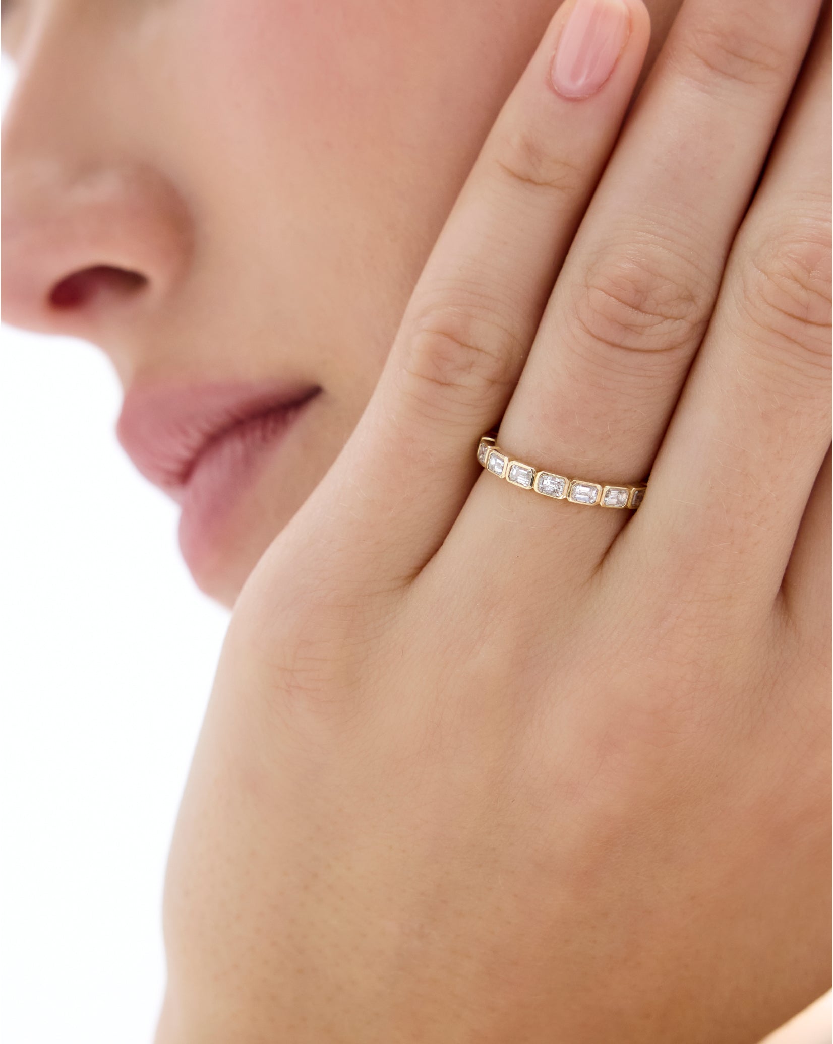 Sideways Emerald Bezel Band