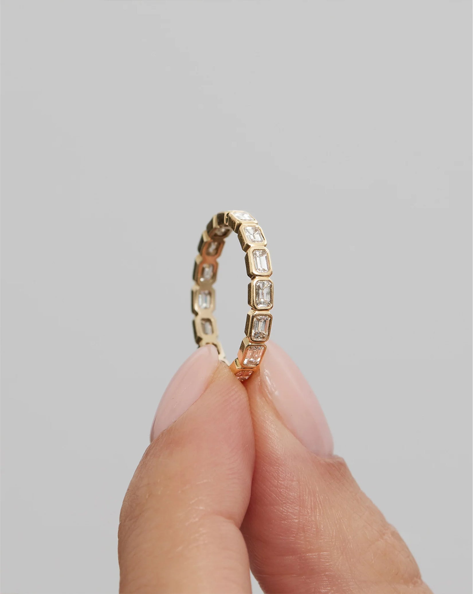 Sideways Emerald Bezel Band