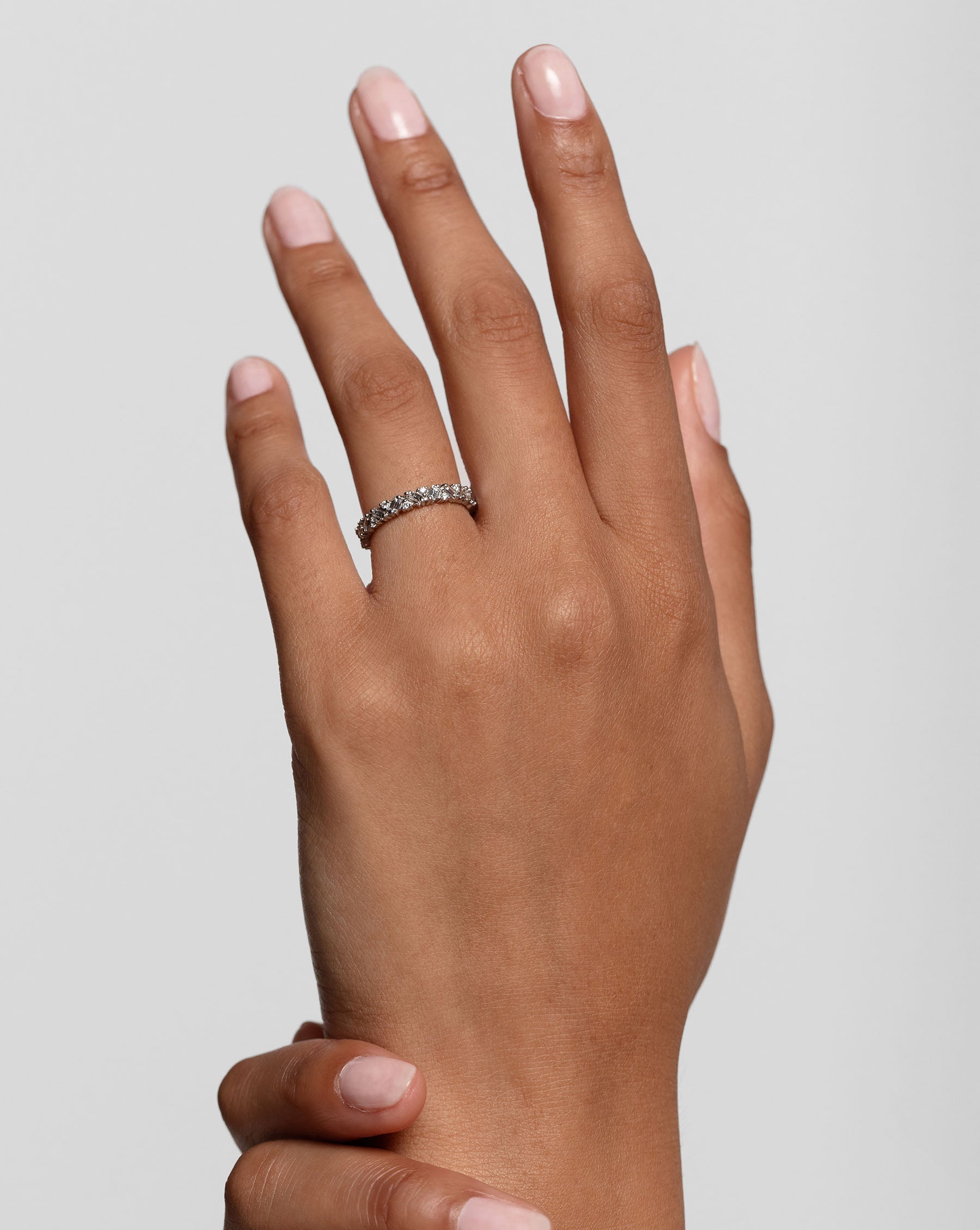 Lab Diamond Baguette Cluster Eternity Band