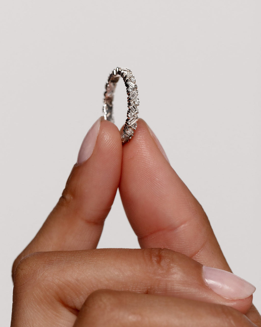 Lab Diamond Baguette Cluster Eternity Band