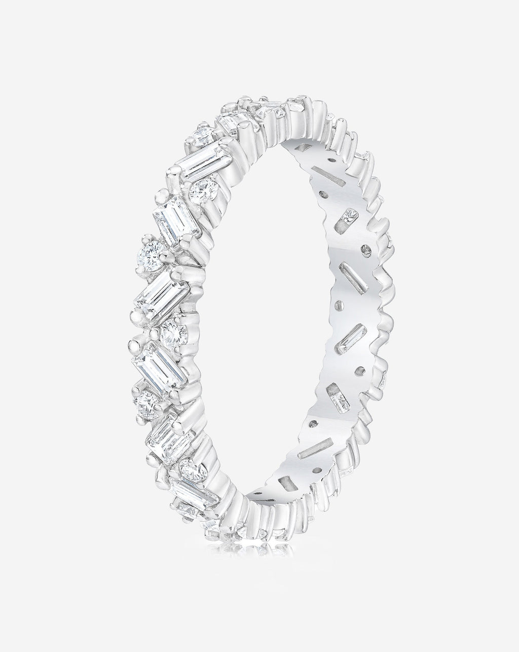 Lab Diamond Baguette Cluster Eternity Band