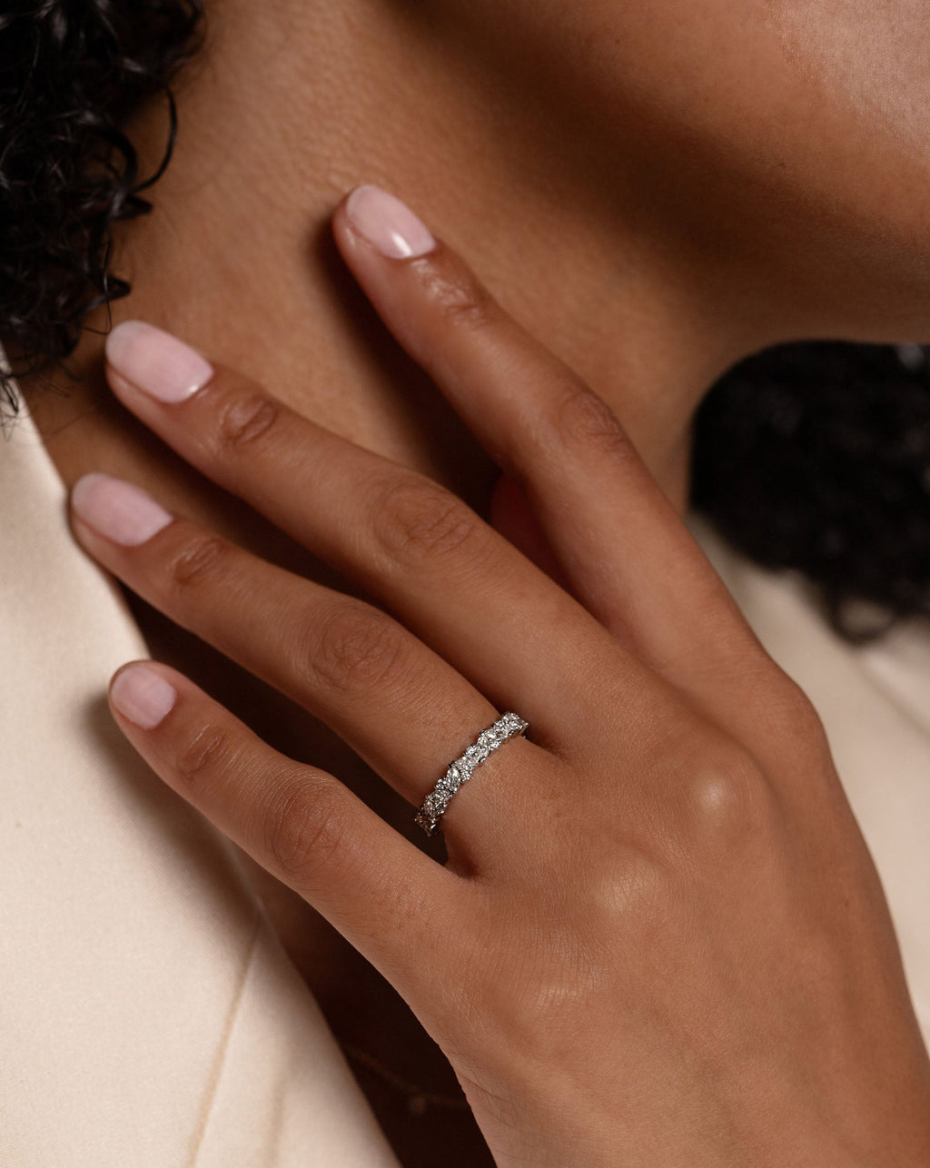 Lab Diamond Marquise Cluster Eternity Band