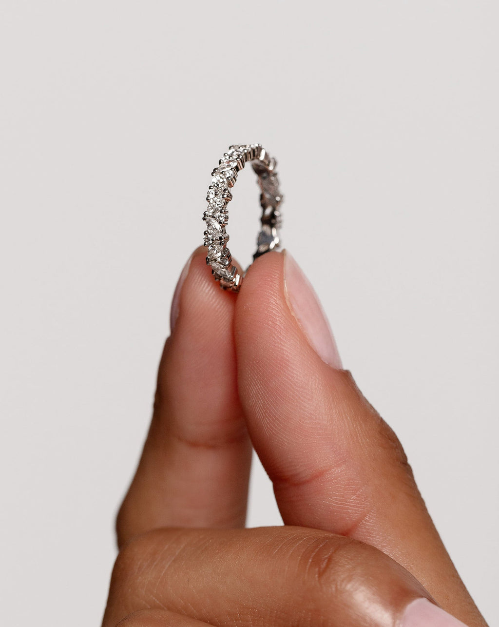 Lab Diamond Marquise Cluster Eternity Band