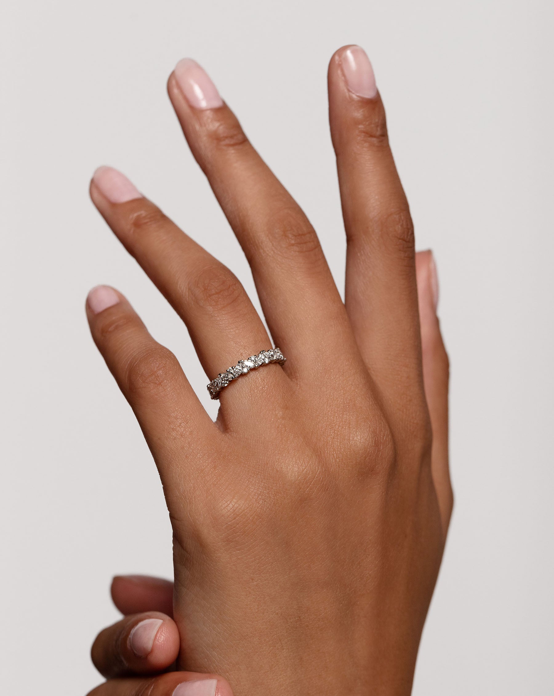 Lab Diamond Marquise Cluster Eternity Band