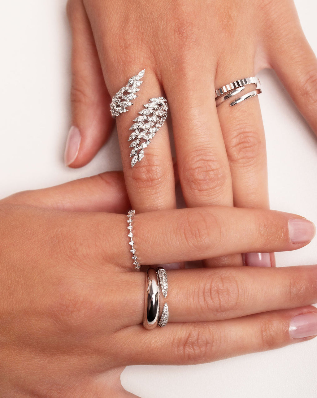 Feather Diamond Statement Ring