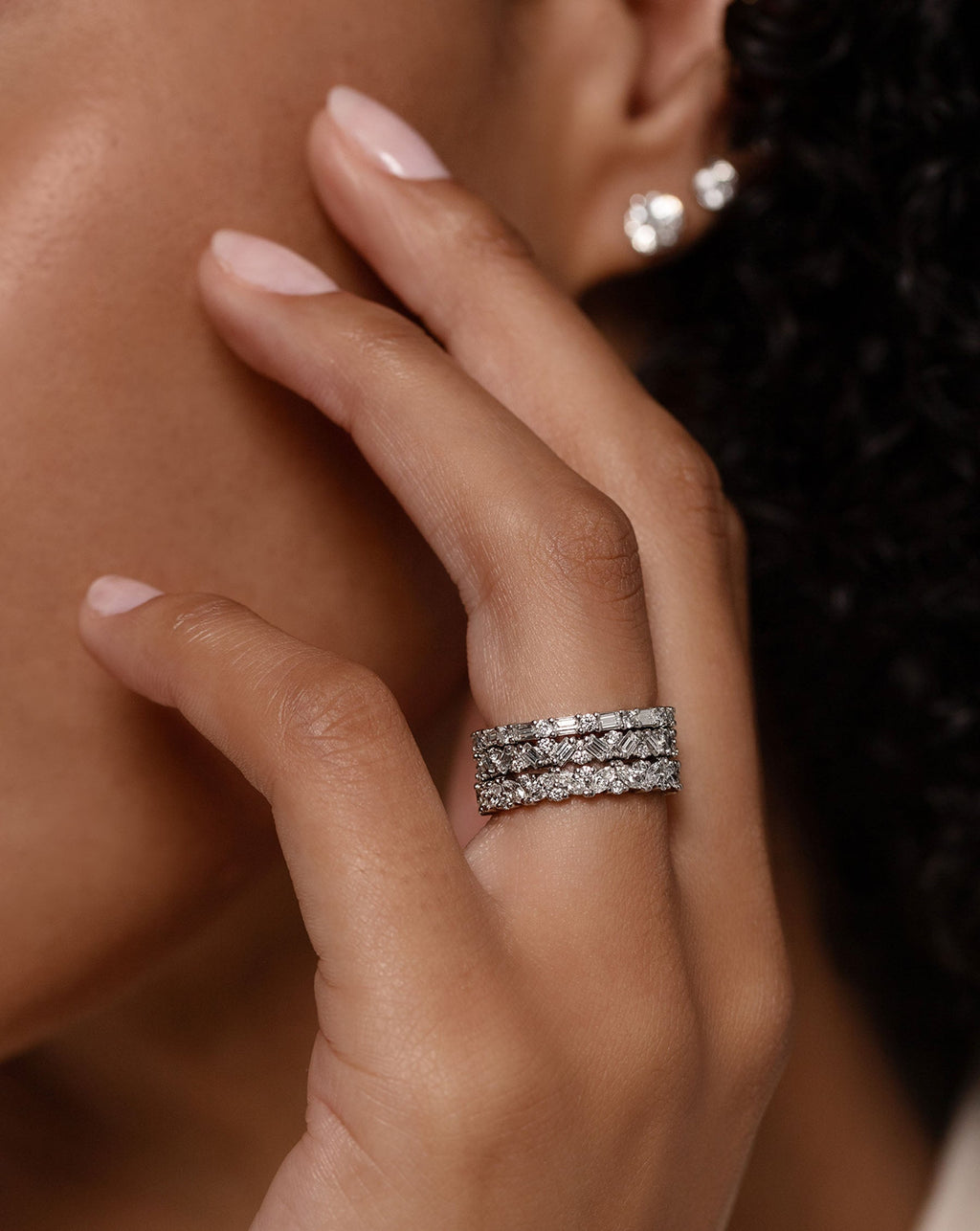 Lab Diamond Baguette Cluster Eternity Band
