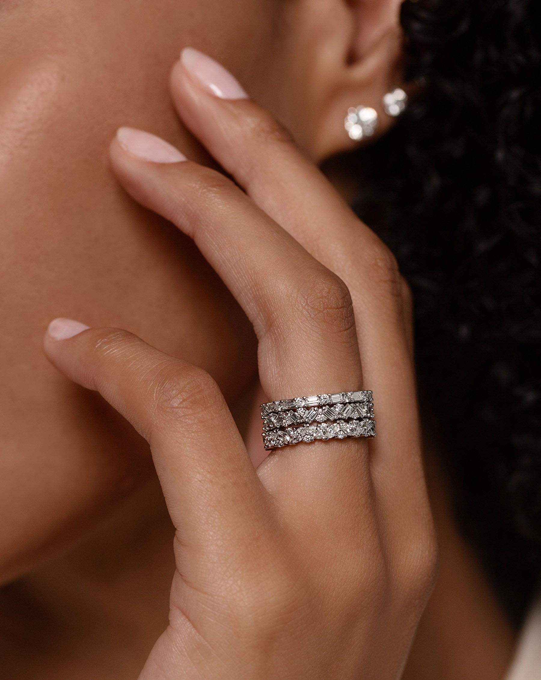Lab Diamond Baguette + Round Eternity Band