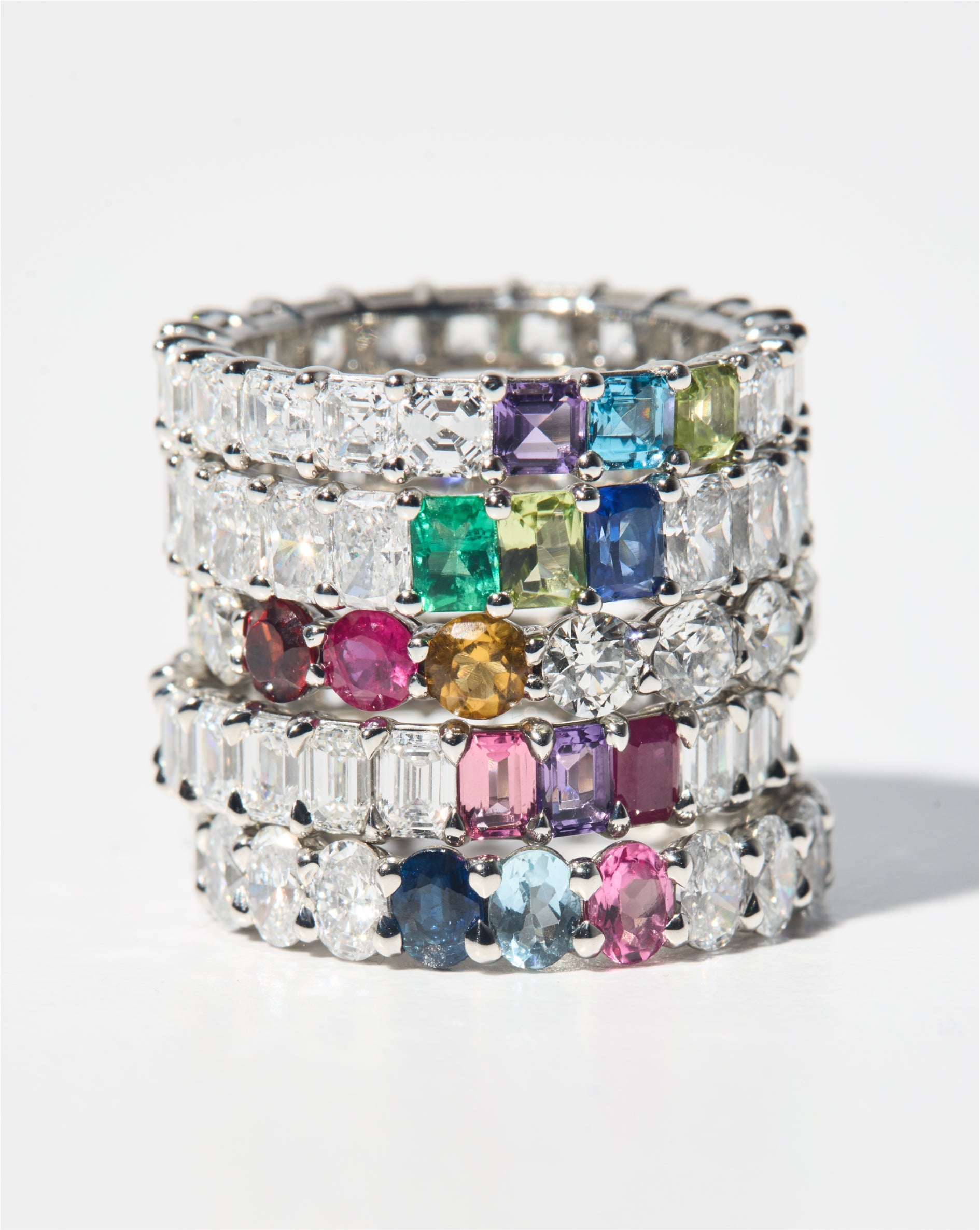 Emerald Diamond and Birthstone Eternity Band