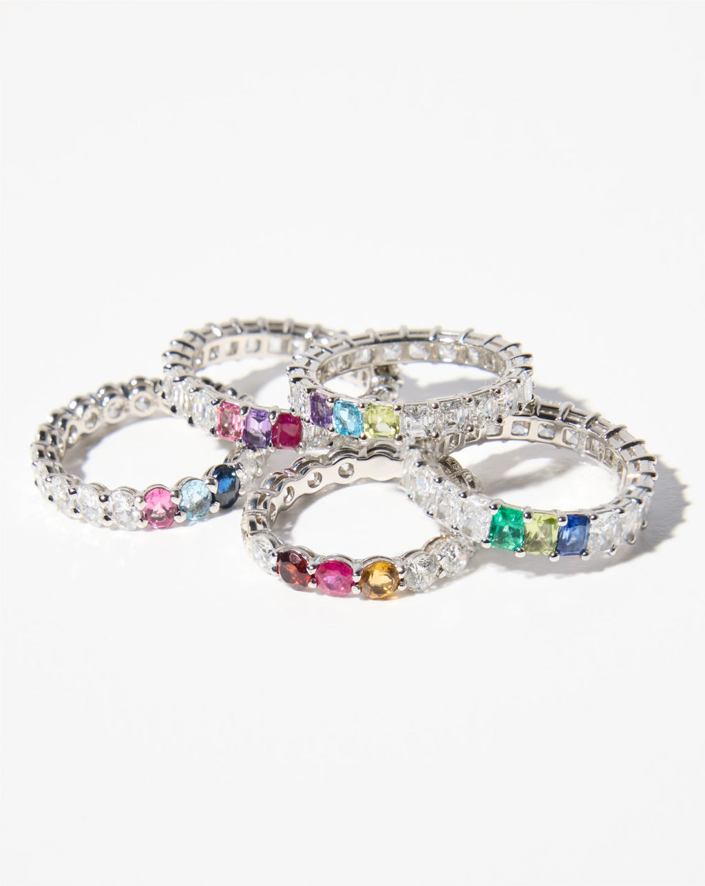 Round Diamond and Birthstone Eternity Band