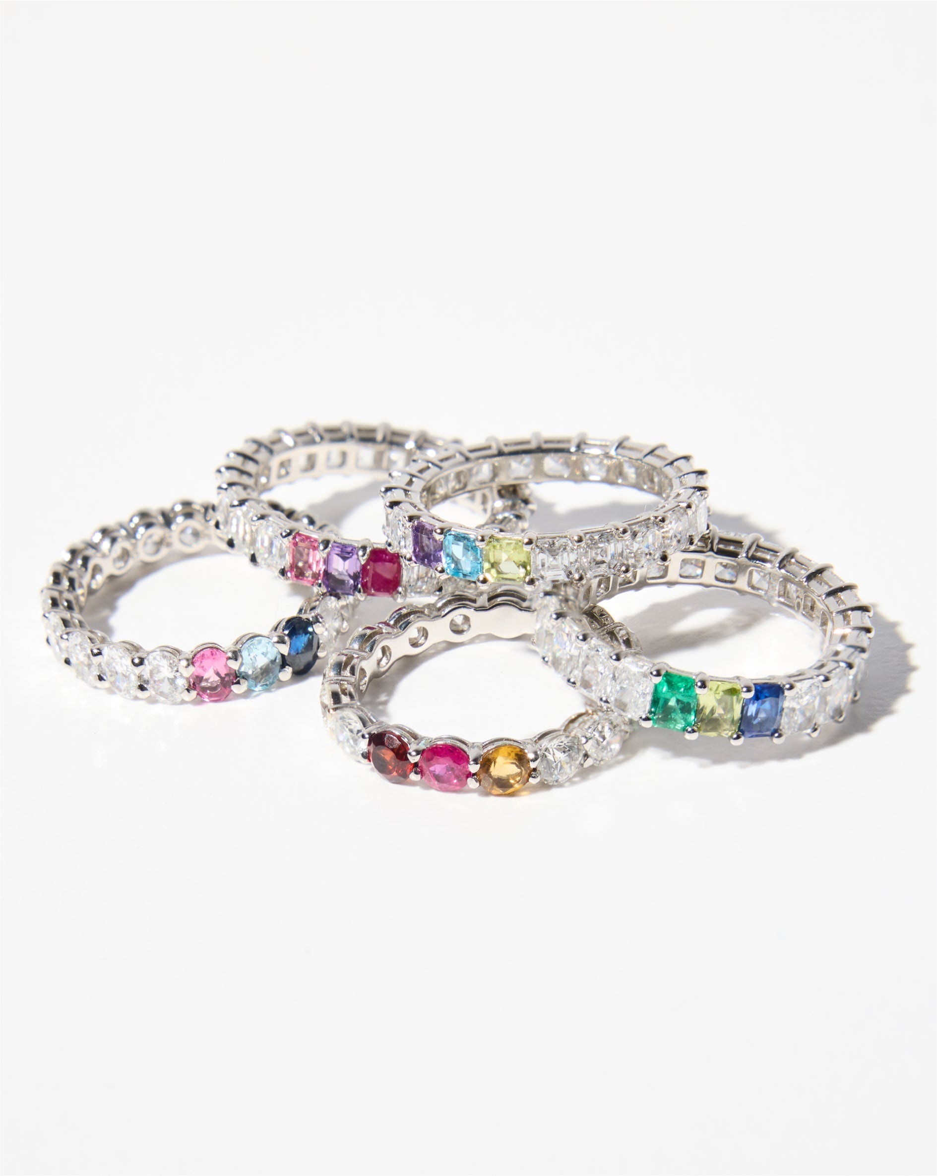 Round Diamond and Birthstone Eternity Band