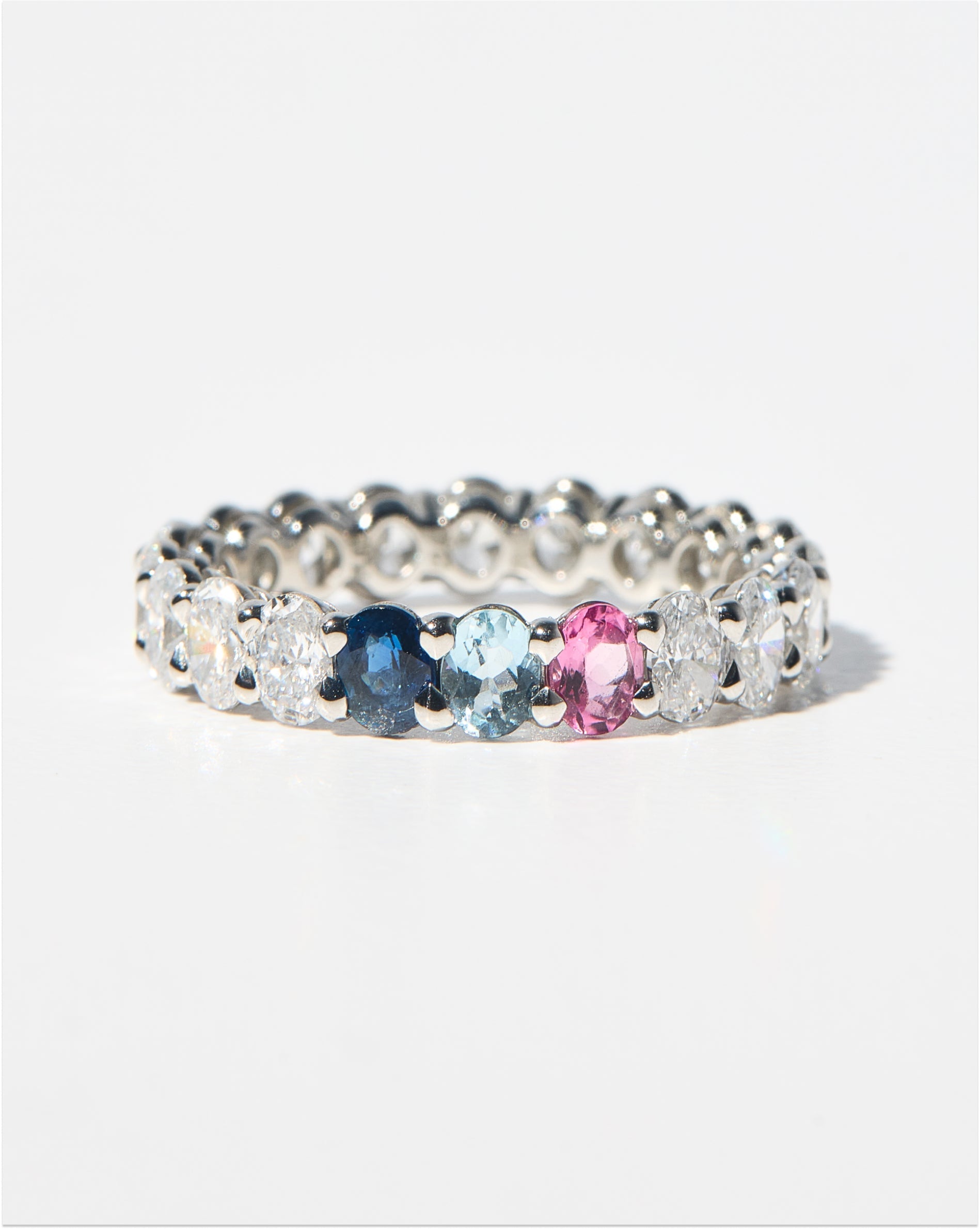 Oval Diamond and Birthstone Eternity Band