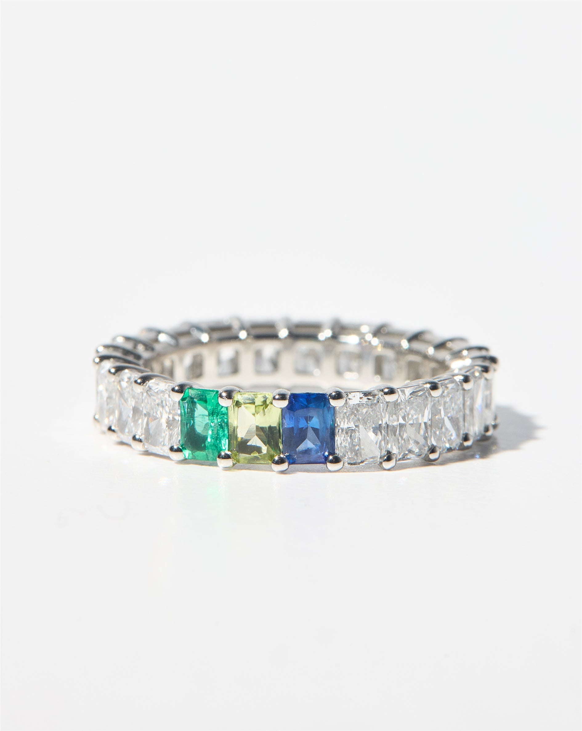 Radiant Lab Diamond and Birthstone Eternity Band