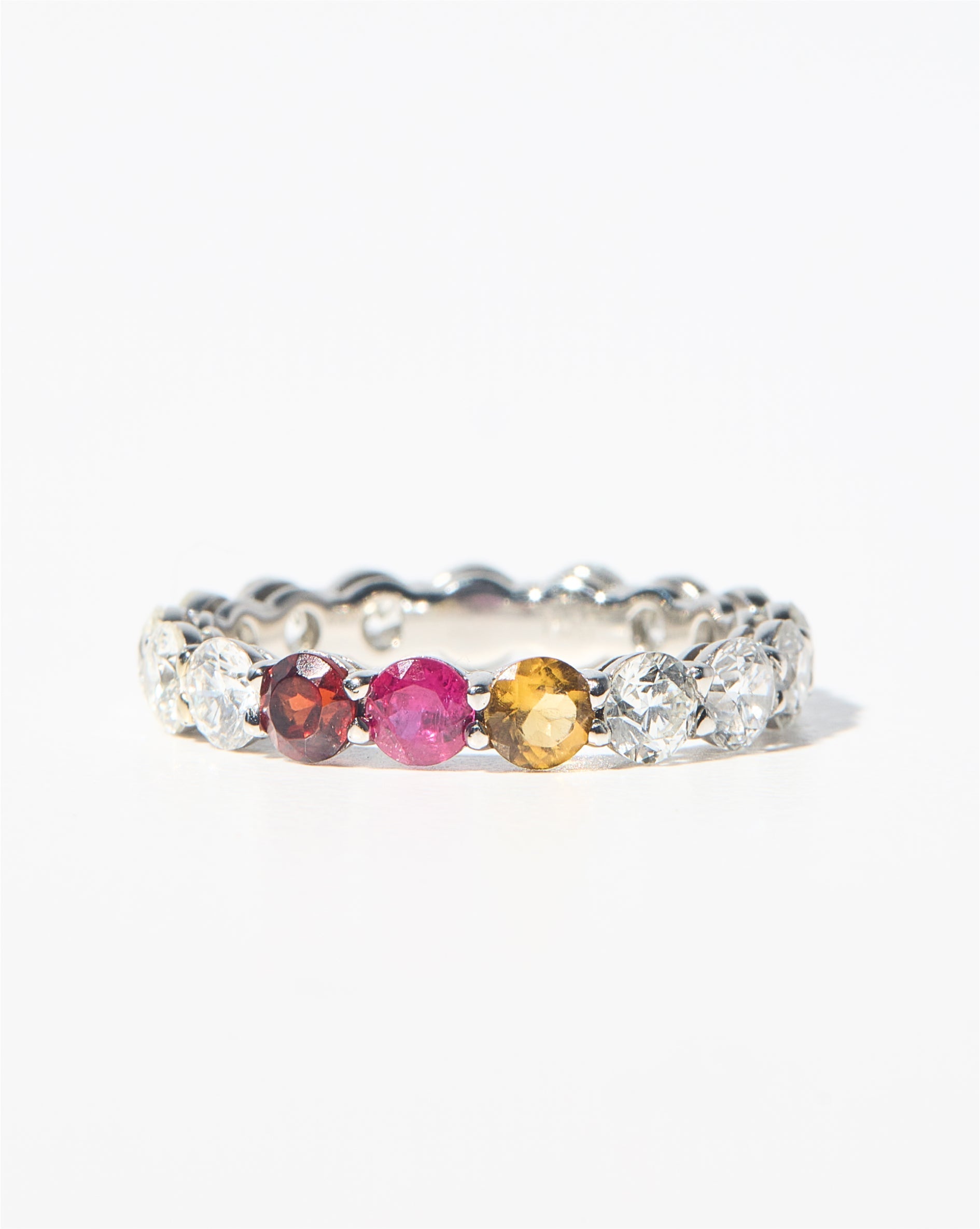 Round Diamond and Birthstone Eternity Band