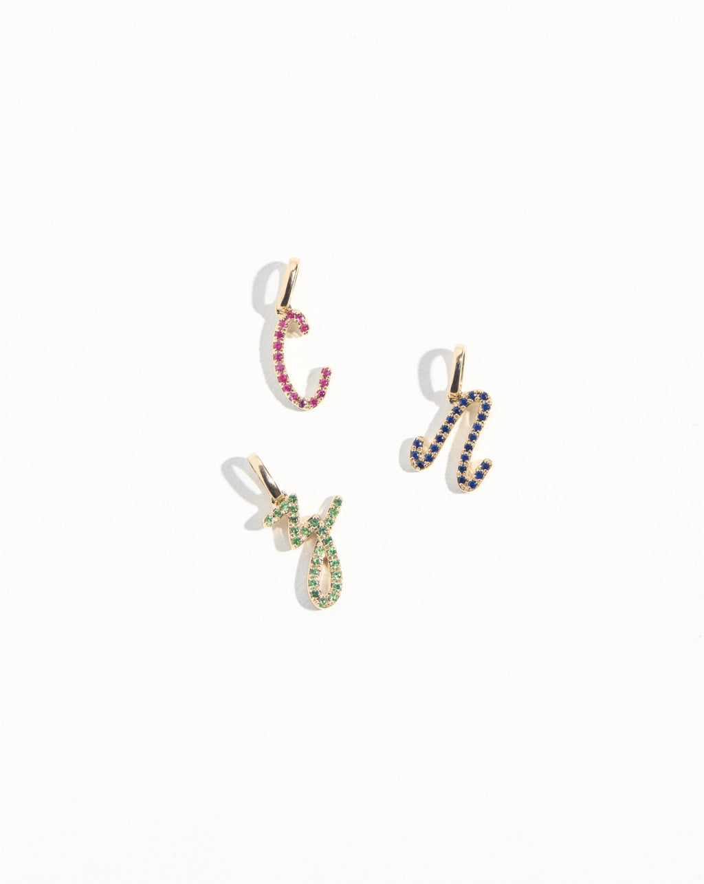 Gemstone Script Initial Pendant