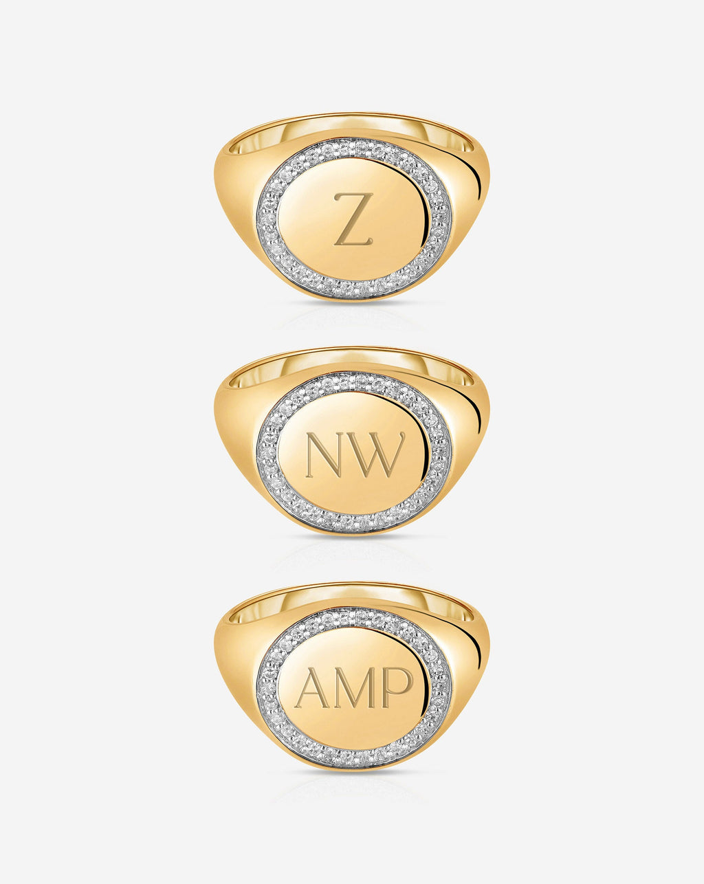 Pavé Diamond Border Signet Ring