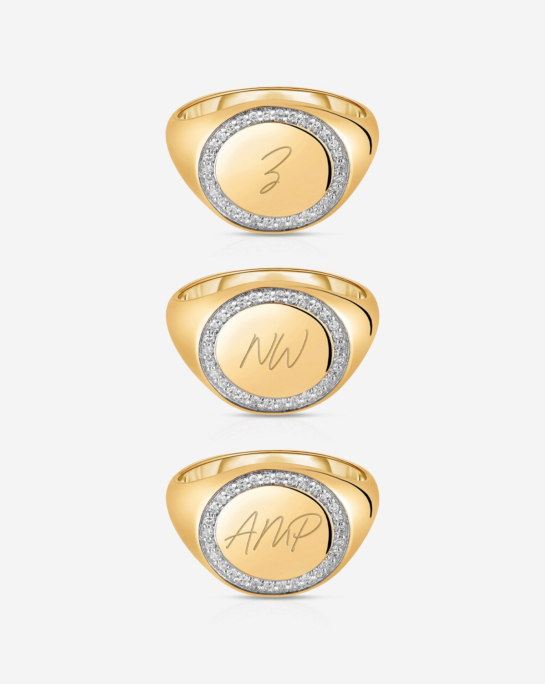 Pavé Diamond Border Signet Ring