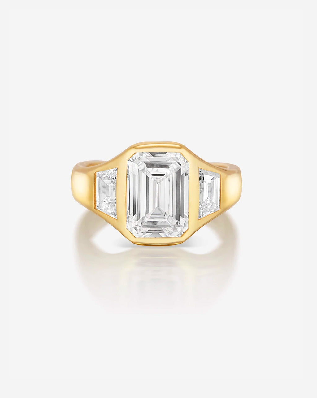 3.03 Emerald Lab Diamond in Trinity Bezel