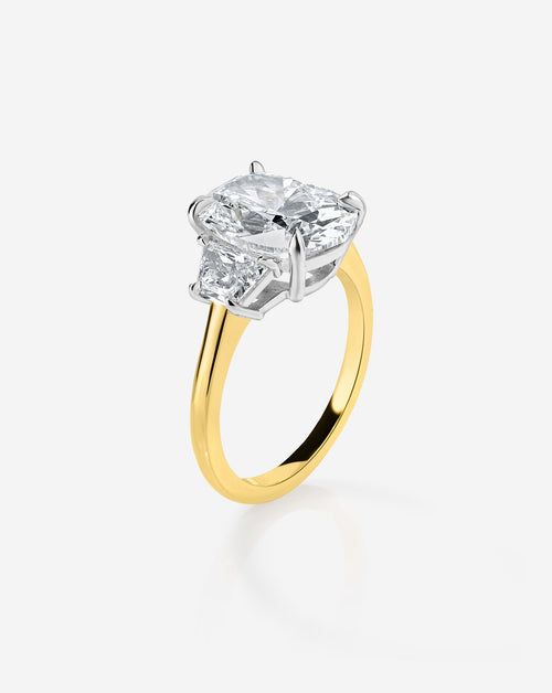3.32 Cushion Lab Diamond in Whisper Thin® Three Stone with Trapezoids