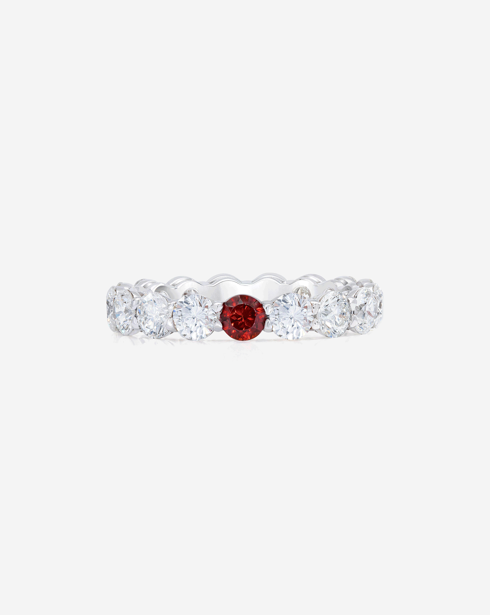 Round Diamond and Birthstone Eternity Band