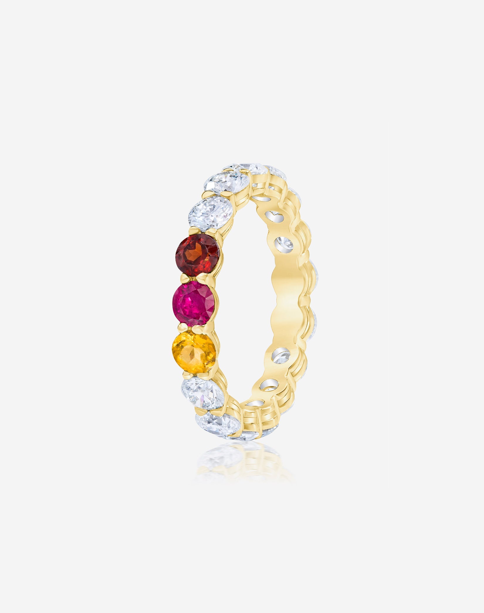 Round Diamond and Birthstone Eternity Band