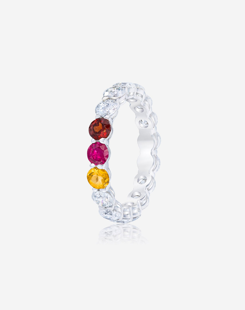 Round Diamond and Birthstone Eternity Band