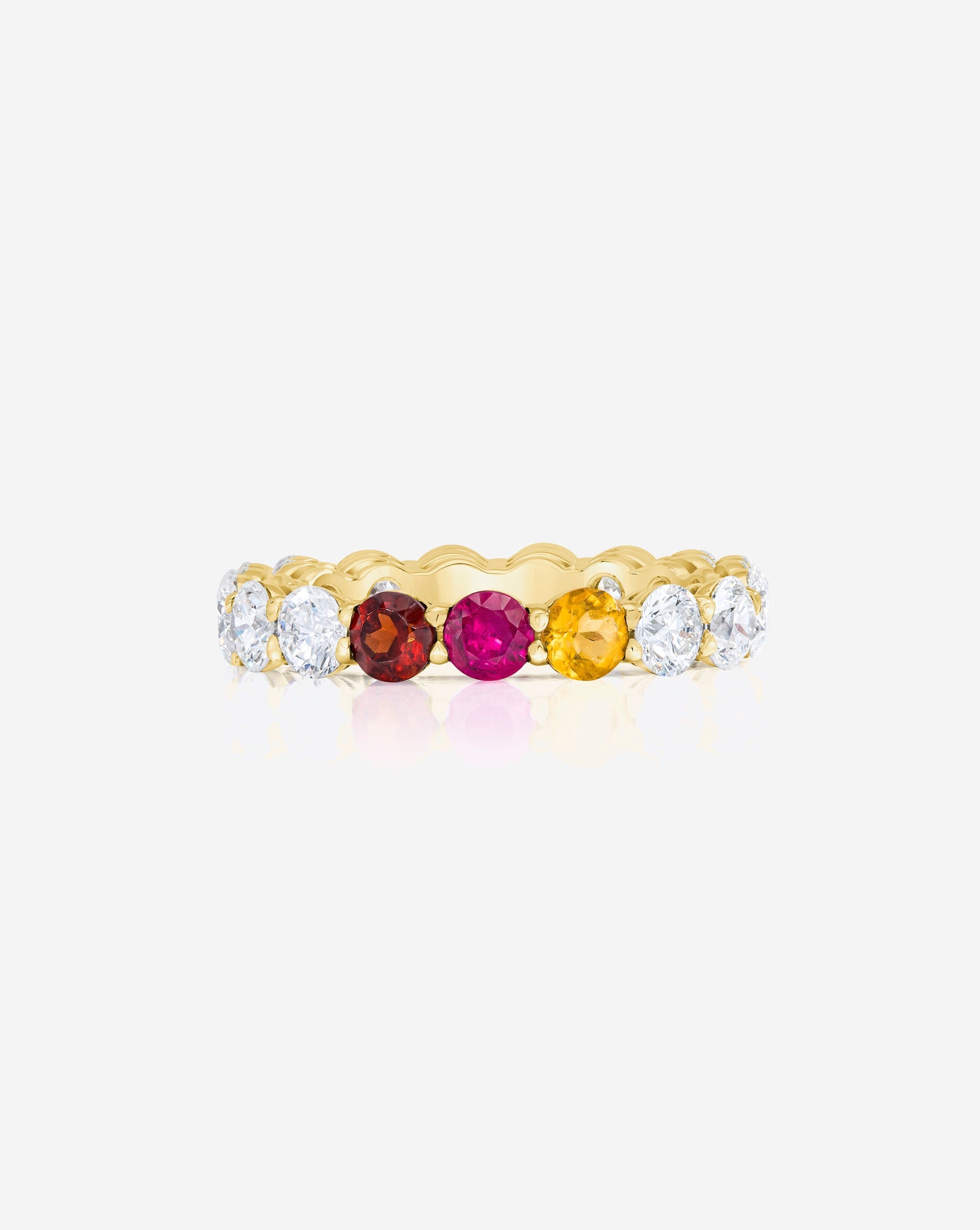 Round Diamond and Birthstone Eternity Band