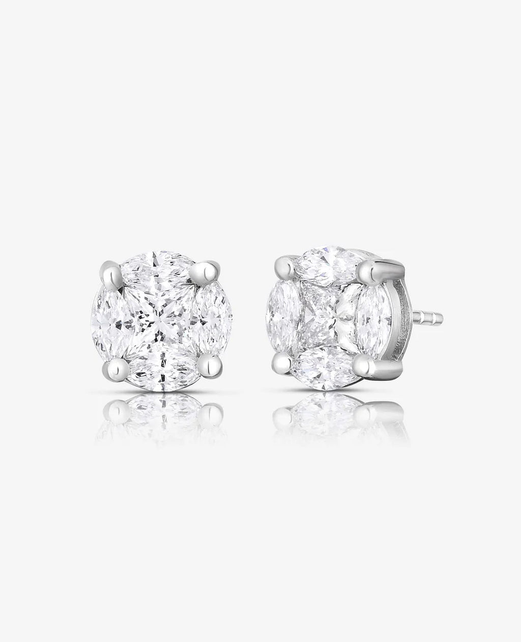 Round Illusion Diamond Studs