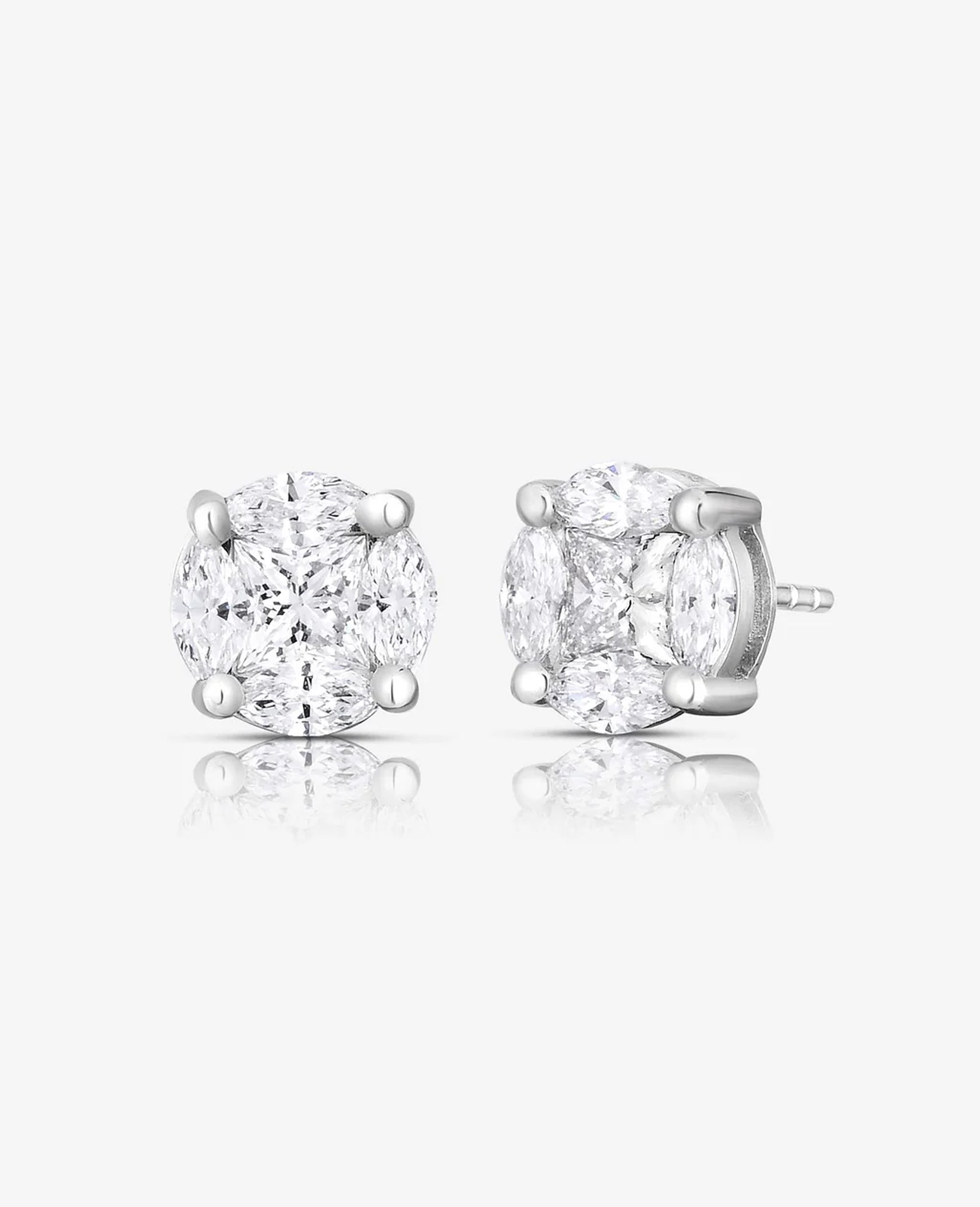 Round Illusion Diamond Studs
