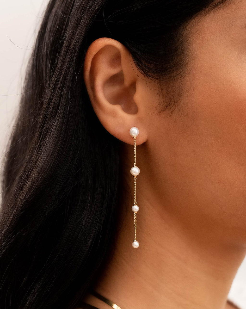 Pearl Station Drop Earrings