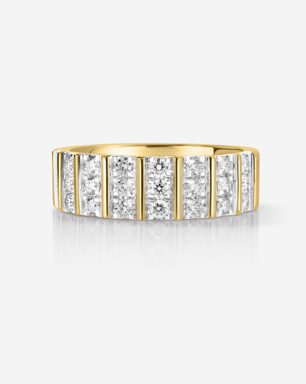 Three Row Fluted Diamond Ring