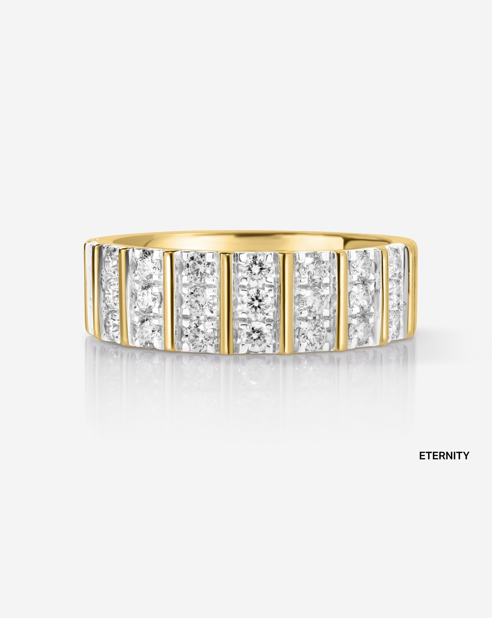 Three Row Fluted Diamond Ring