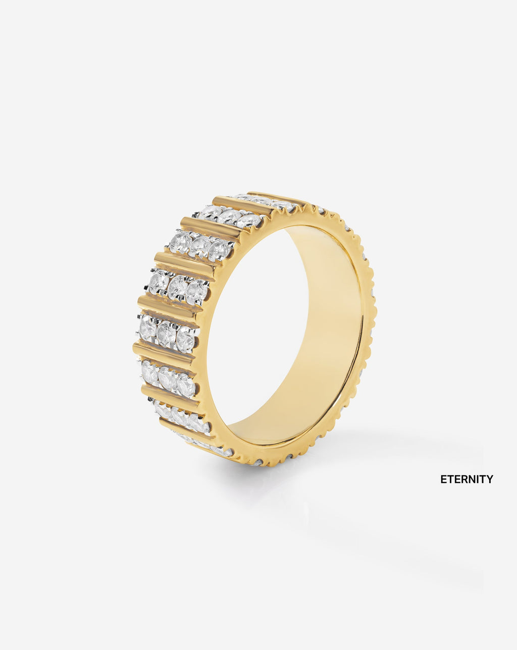 Three Row Fluted Diamond Ring