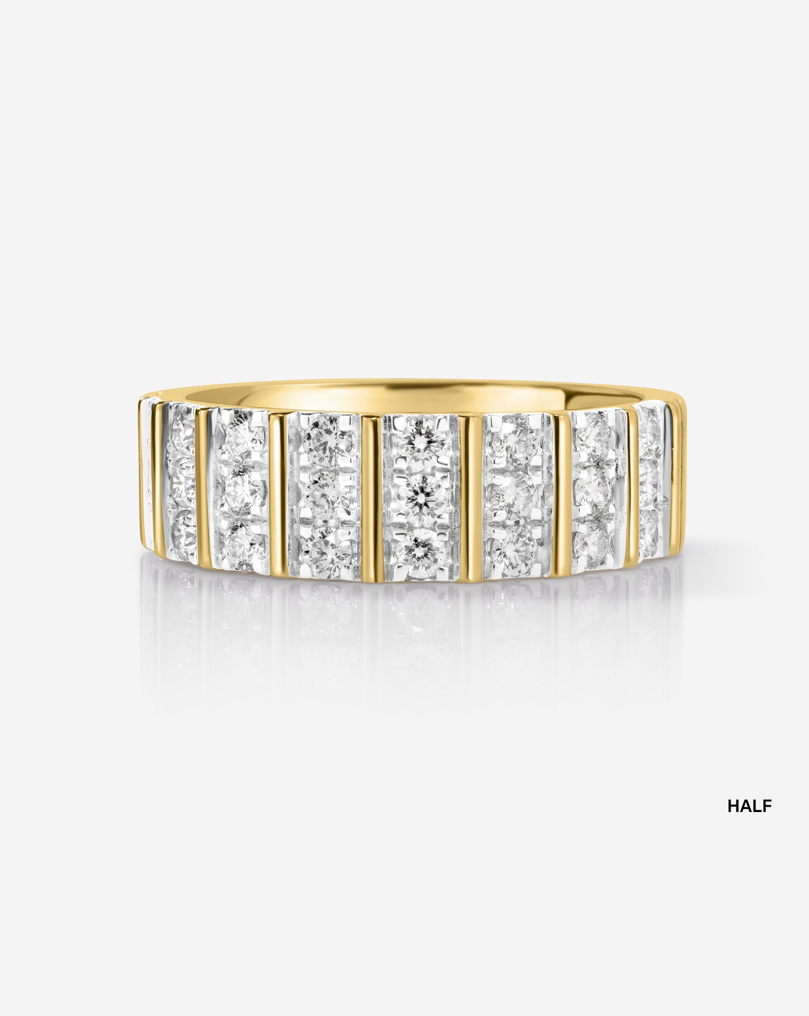 Three Row Fluted Diamond Ring