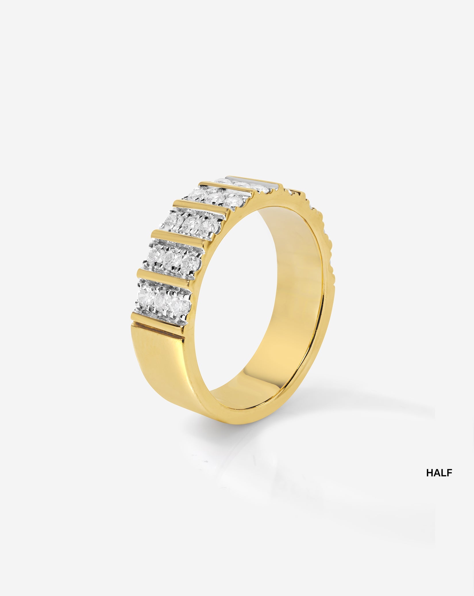 Three Row Fluted Diamond Ring
