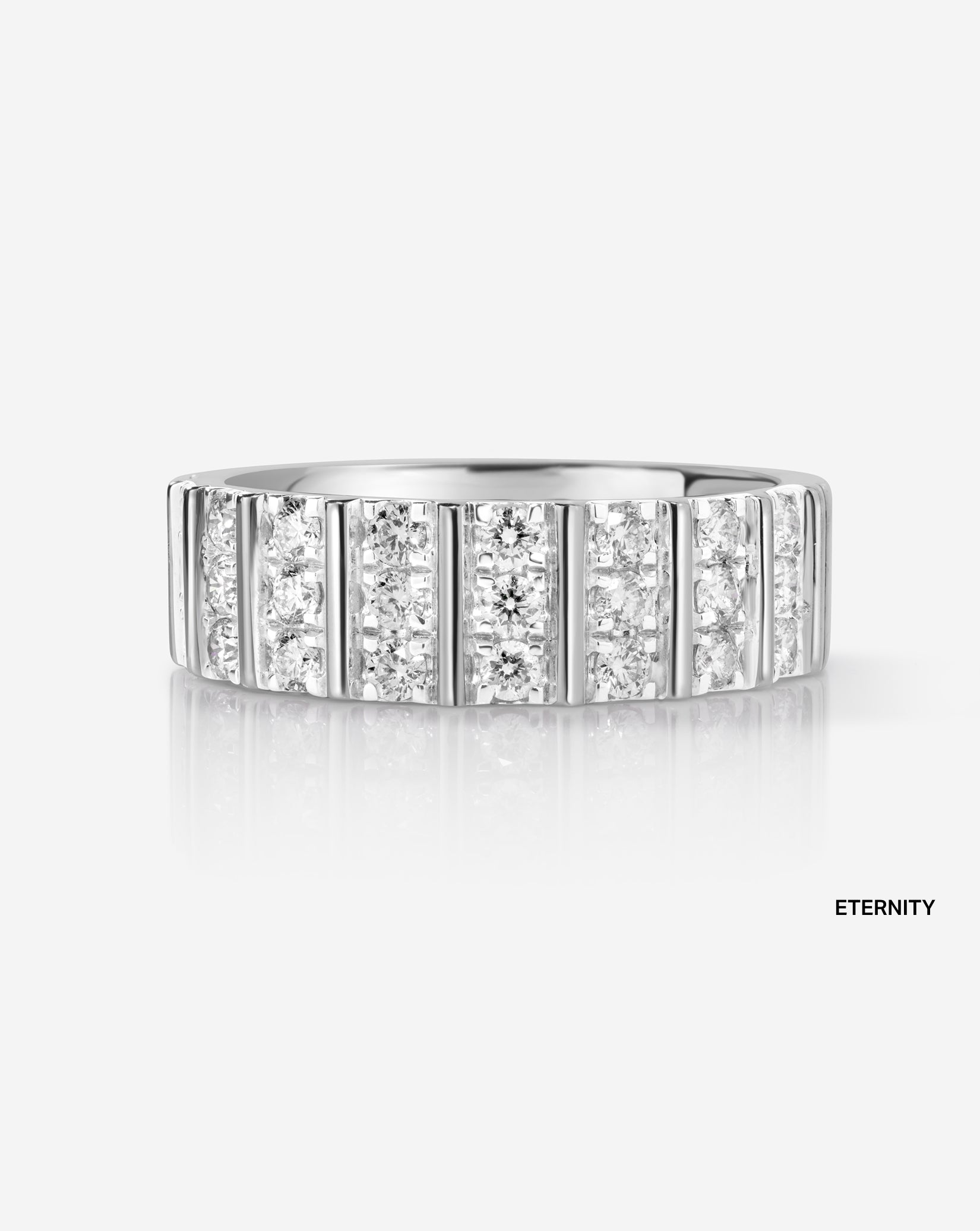 Three Row Fluted Diamond Ring