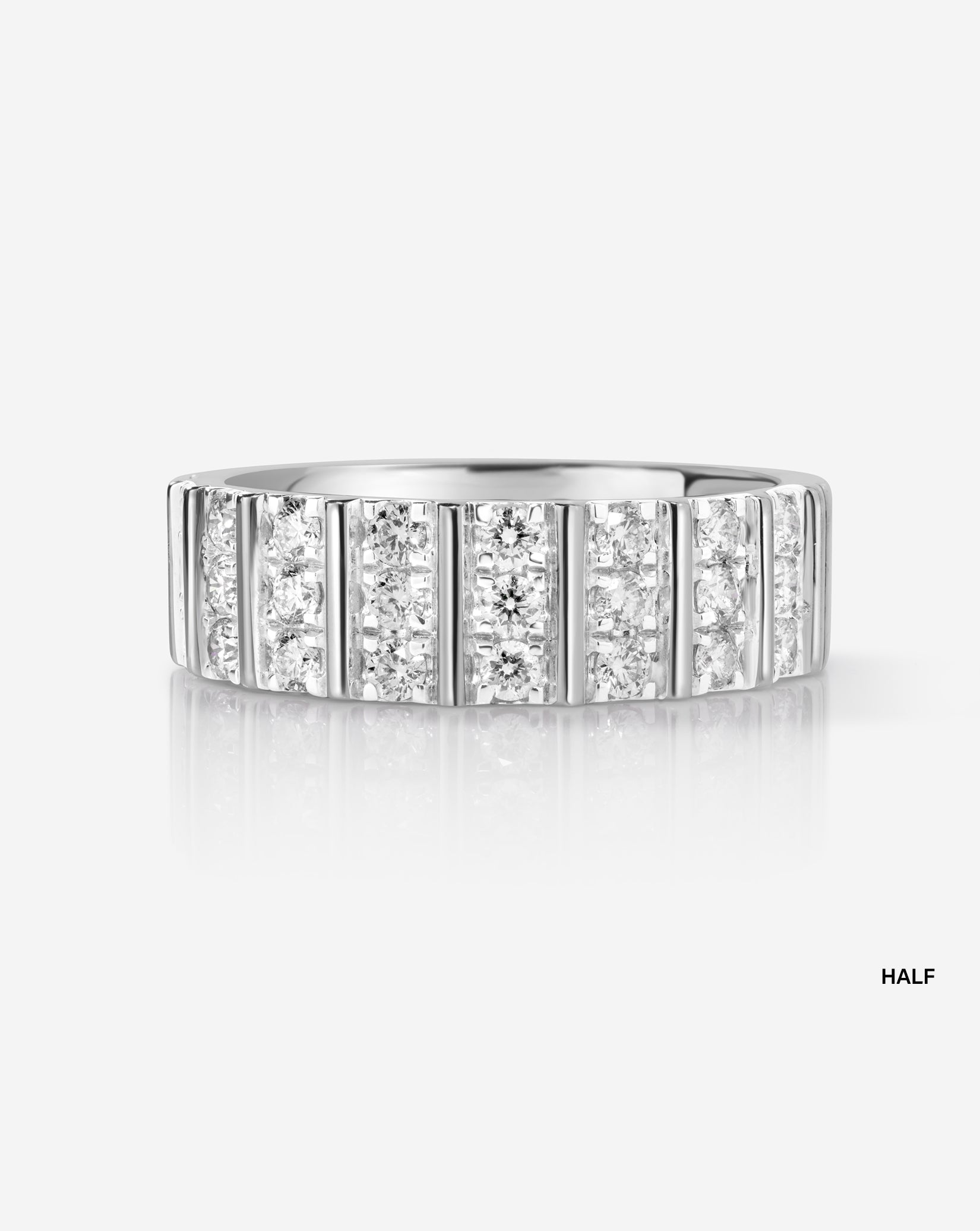 Three Row Fluted Diamond Ring