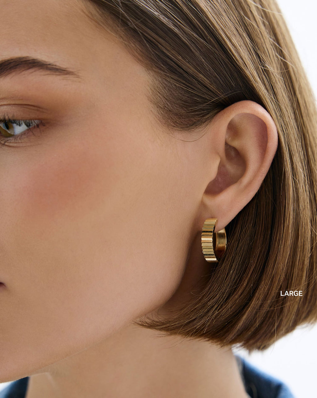 Wide Fluted Gold Hoops