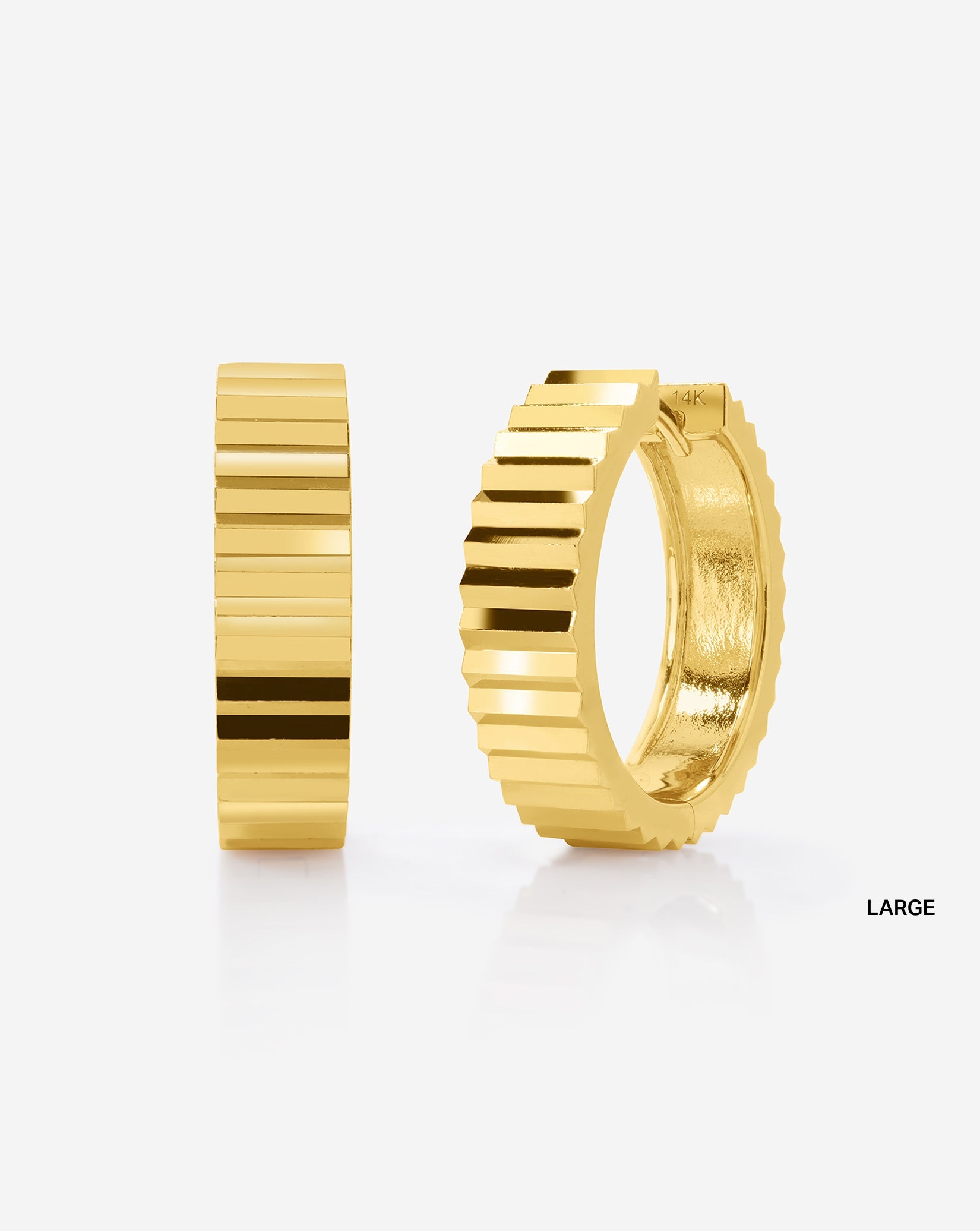 Wide Fluted Gold Hoops